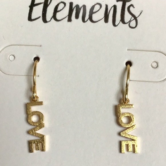 LOVE Drop Earrings Gold-Plated Sterling Silver - Picture 6 of 9